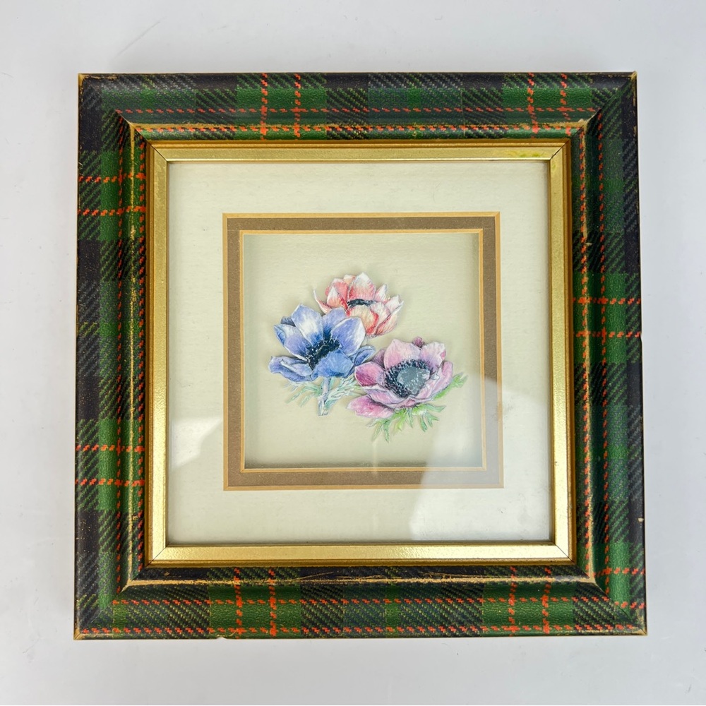 Orchil Creations Floral Dimensional Wall Art in Green Tartan Frame from Scotland